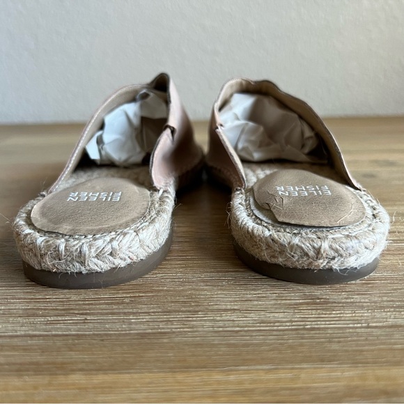 Eileen Fisher Milly Espadrille Slide Sandals 7 Beige Tan Nubuck Leather Beach - Picture 9 of 11